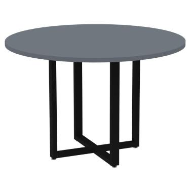 Imagem de Mesa de Reunião Redonda P25 Pandin 110 cm (Largura) Tampo MDP Grafito Pé Aço Tubular Preto