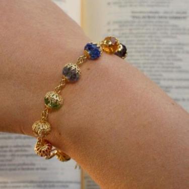 Imagem de Pulseira terço especial de cristal Austríaco 8x6mm colorido - Folheado