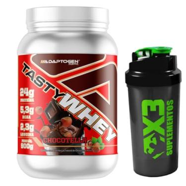 Imagem de Tasty Whey 3W Sabor Chocotella 900g - Adaptogen Science + Coqueteleira 600ml - X3 Suplementos
