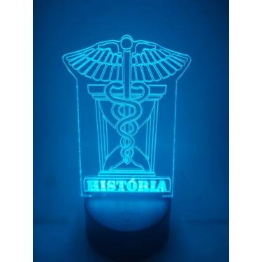 Imagem de Luminária LED 3D Profissão História, 16 Cores RGB com Controle Remoto, USB ou Pilhas AA