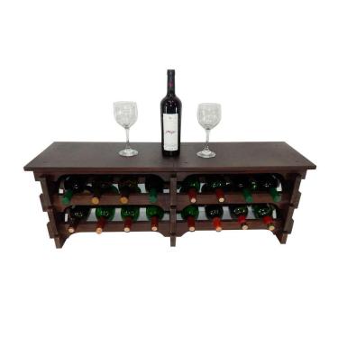 Imagem de Adega Vinho Madeira 16 Garrafas Cor Imbuia C08 Cevey Adegas E Artesanatos