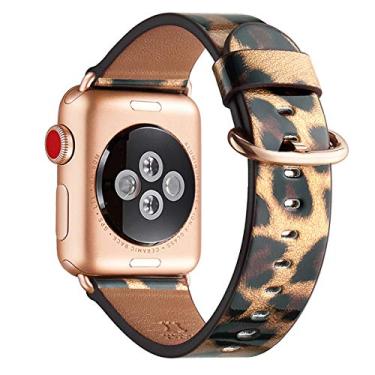 Imagem de WFEAGL Pulseira feminina de couro genuíno de grão superior para Apple Watch Ultra, SE, SE2 e séries 10, 9, 8, 7, 6, 5, 4, 3, 2 e 1 de 42 mm (série 3 2 1) de 44 mm, 45 mm, 46 mm e 49 mm