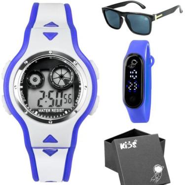 Imagem de relogio digital criança infantil led + oculos sol + caixa silicone cro