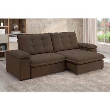 Imagem de Sofá Fofão Premium 2,30m Retrátil/Reclinável Suede Marrom - XFlex Sofas