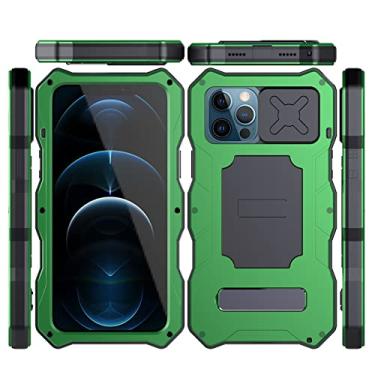 Imagem de Capa para iPhone 14/14 Pro/14 Pro Max/14 Max, à prova de choque, à prova de poeira, à prova d'água, anti-impressão digital com suporte e capa de câmera deslizante, verde, 14 Pro Max 6,7 polegadas