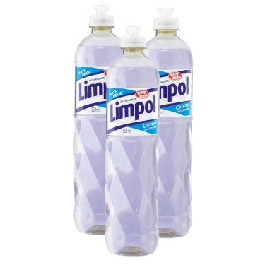 Imagem de Kit 3X 500ml Detergente Bombril Limpol Cristal