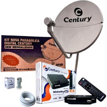 Imagem de Kit Antena Bipartida Century KU 60 cm + Receptor Midiabox B7 + LNBF Simples + Cabo 15M C/Conectores