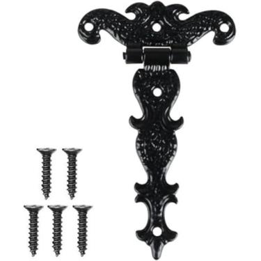 Imagem de Dobradiça, dobradiças, dobradiças de armário, bronze antigo/preto para janelas armário armário portas de guarda-roupa caixas de madeira caixa de joias 113 * 69 mm com parafusos, preto