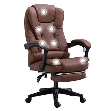 Imagem de TLTDSMYF Cadeira de mesa de couro para jogos com apoio para os pés, cadeira ergonómica de encosto alto com massagem de 7 pontos, capacidade de carregamento: 330 kg