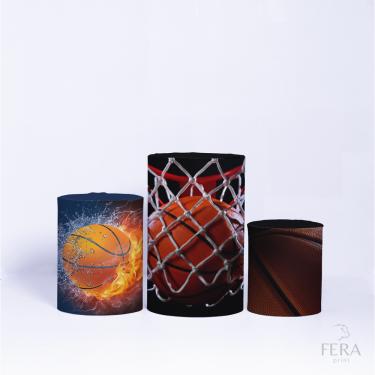 Imagem de Trio de Capa Cilindro para Festa Infantil Veste Fácil C/elástico Basquete