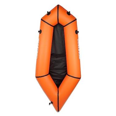 Imagem de WONITAGO Packraft Caiaque inflável de viagem de TPU com assento macio e leve para rafting em água plana/flutuação de bicicleta/bote Litewater, 1 pessoa, 1 m, laranja
