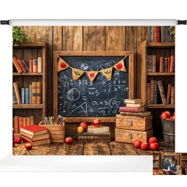 Imagem de Kate Back to School Blackboard Bookshelf Wood Backdrop Photo Background Studio Props, 3 x 2,4 m