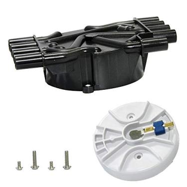 Imagem de Distribuidor de ignição para Chevrolet GMC Cadillac Vortec V8 5.0l 5.7l 7.4l conjunto de terminais de latão tampa e rotor compatível com número de peça 1104058 DR474 DR331