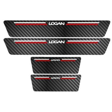 Imagem de Kit Soleira Protetora Porta Premium Red Fibra Carbono Logan - Jhow Ade