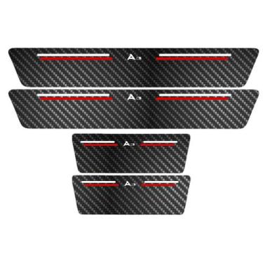 Imagem de Kit Soleira Protetora Porta Premium Red Carbono - A3 - Jhow Adesivos