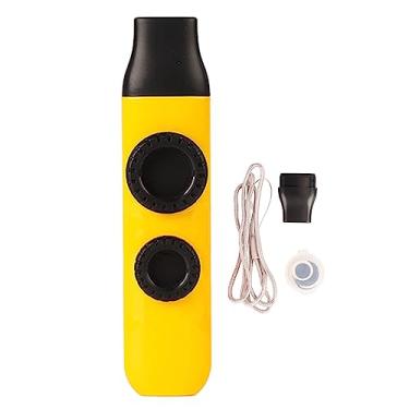 Imagem de Kazoo Instrumento musical profissional de plástico ajustável com 10 diafragmas de flauta para ukulele, violino, violão, teclado, alto brilho, gradiente azul ciano (amarelo metálico de alto brilho)