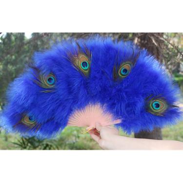 Imagem de Ventilador De Penas De Mão, Ventilador Dobrável Vintage, Estilo Vintage Dos Anos 20 Pavão & Preto Ventilador De Penas Acessórios De Flapper Para Fantasia Halloween Festa De Dança Chá Festa