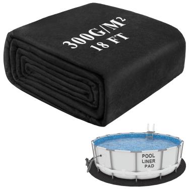 Imagem de Niuyhe Tapetes de piscina de 5,5 m para piso, material geotêxtil Thicke 300G/M², almofada de chão de piscina redonda pré-cortada para fundo acima do solo protege e prolonga a vida útil da sua piscina
