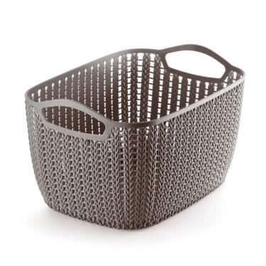 Imagem de Cesto Plástico Organizador Trançado Largo Extra Grande Marrom Ordene