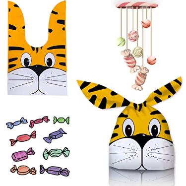 Imagem de RORANIC Pacote Com 50 Sacos De Doces Para Presente, Saquinhos Guloseimas Fofos Em Formato Tigre Festa Aniversário Infantil, Celofane, Biscoitos, Brinquedos, Salgadinhos, Lembrancinhas Chá Bebê