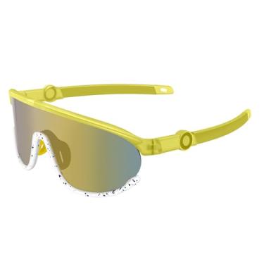 Imagem de KesaPlan Óculos de sol infantil de beisebol, armação leve TR90 TPEE UV400, óculos de sol esportivos para meninos e meninas, Armação amarela/lente espelhada amarela, M