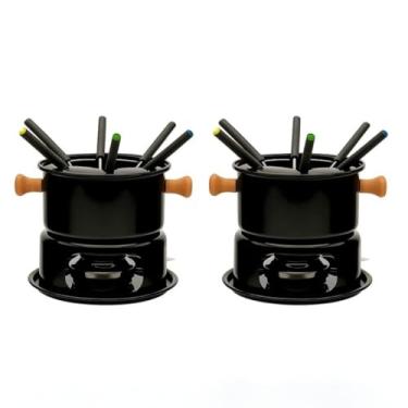 Imagem de Conjunto de Fondue de Aço com 11 Peças, Kit com 2 Unidades, para Chocolate, Carne e Que...