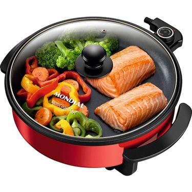Imagem de Panela Grill Eletrica Mondial Antiaderente 1200w Ellegance Red 220V