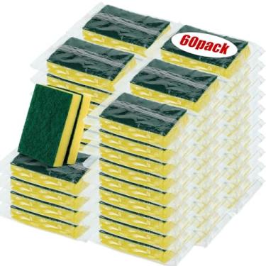 Imagem de Tanlade 60 esponjas embaladas individualmente para lavar louça, esponjas de limpeza a granel, sem arranhões, almofada de limpeza de cozinha para limpeza doméstica, aluguel de pratos, hotel