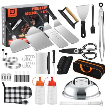 Imagem de OURCAMP Kit De Acessórios Para Chapa - Conjunto Completo 40 Peças Grelha Plana Blackstone E Camp Chef, Inclui Espátulas Ampliadas, Raspador, Prensa Hambúrguer, Bolsa Transporte Churrasco Ao Ar Livre