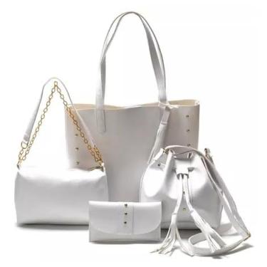 Imagem de KIT 4 Bolsa Feminina Transversal Tiracolo Branca