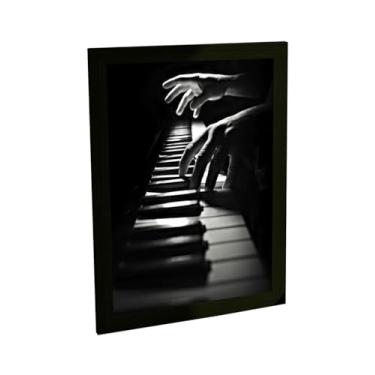 Imagem de Quadro Decorativo Piano Foto Preto Branco Musica Decoração Poster Quarto Sala