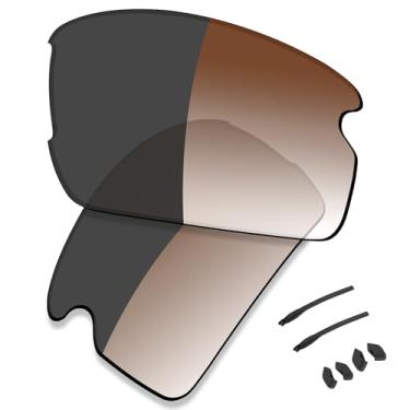 Imagem de SAUCER Lentes de reposição premium e kits de borracha para óculos de sol Oakley Flak 2.0 OO9295, Marrom dégradé cinza fotocromático, One Size
