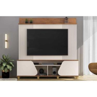 Imagem de Home p/ TV até 70 Pol Henry c/ 2 Porta 182x184cm Off White/Freijó - DJ