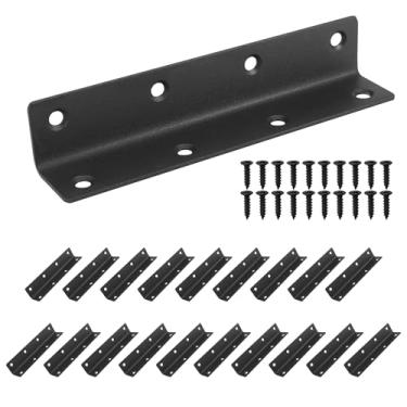 Imagem de Redunest Suporte Em L, Suporte De Canto Para Serviços Pesados, Pacote Com 20 Suportes De Prateleira De Metal De 5,51 Pol. Suporte De Ângulo Para Prateleiras, Suportes De Metal Preto Para Madeira, Comp
