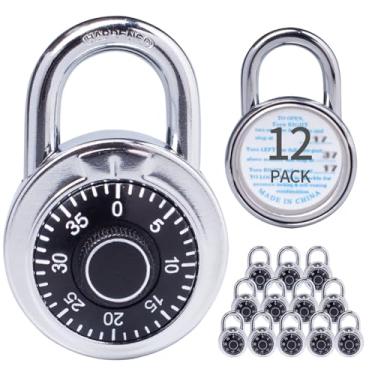 Imagem de XanHen Cadeados combinados com corpo de metal, uso interno para armários de academia e escola, preto, pacote com 12