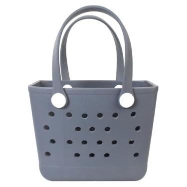 Imagem de Addoklm Bolsa de praia de borracha leve X grande para impermeável, bolsa aberta durável para barco, piscina, esportes, academia, Cinza, Small