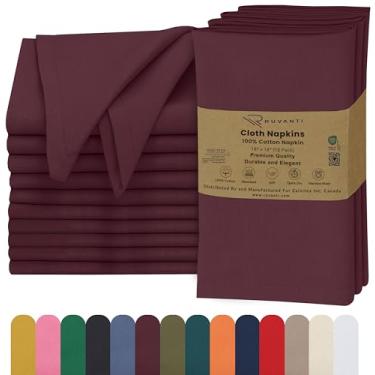 Imagem de RUVANTI Conjunto De 12 Guardanapos Pano Ruvanti, 45X45 Cm, 100% Algodão, Laváveis, Macios E Absorventes, Perfeitos Para Jantares Casamento, Natal Ação Graças - Borgonha