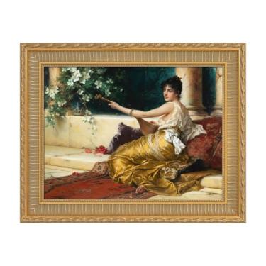 Imagem de FOLKOR Moldura de lona de madeira maciça de 30,5 x 40,6 cm para pôsteres de pinturas a óleo, moldura de memorial ornamentada retrô em ouro antigo, presente para casamento, chá de bebê, aposentadoria