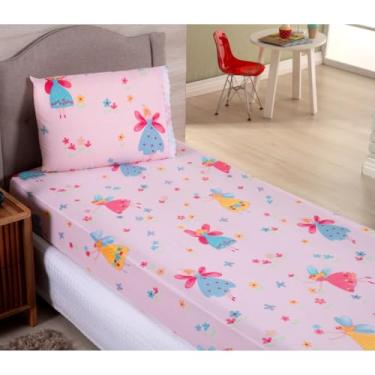 Imagem de Kit Jogo De Lençol Solteiro Com Elástico 2 Peças(Encanto de Fadas)