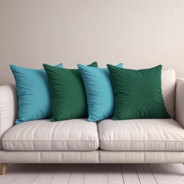 Imagem de 4 Capas Almofadas Veludo Sofa Tons Cores 45x45 - Art in Decor, Azul/Ve