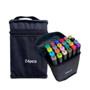 Imagem de Estojo De Canetinhas Coloridas 24 Cores Para Desenho Marcador Profissional