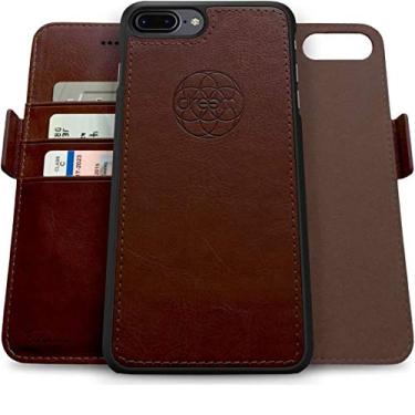 Imagem de Dreem Fibonacci 2-in-1 Wallet Case for Apple iPhone 8 Plus & 7 Plus - Luxury Vegan Leather, Magnetic Detachable Shockproof Phone Case, RFID Card Protection, 2-Way Flip Stand - Coffee