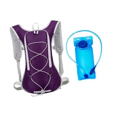 Imagem de oshhni Mochila de hidratação, bolsa esportiva para atividades ao ar livre, bolsa de caminhada leve e ajustável, mochila de hidratação portátil para ciclismo, Roxo