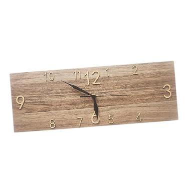 Imagem de Fenteer Relógio de parede rústico, decoração de parede de fazenda, leve, sem moldura, minimalista, relógio de pendurar para hotel, cozinha, presente, quarto, Marrom Claro