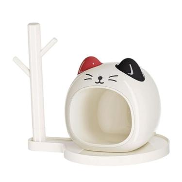 Imagem de WeiLaiKeQi Bandeja para chaves, porta-chaves, suporte para relógio, cômoda, escultura de gato, penteadeira de mesa, versátil, perfume, bandeja para joias, prato