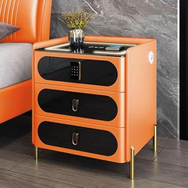 Imagem de Mesa De Cabeceira Inteligente Com Fechadura De Combinação Inteligente, Mesa De Cabeceira Com Carregamento Sem Fio, Luzes Led De 3 Cores E Porta Usb, Alto-falante Bluetooth Mesa, C, 50x60x40cm