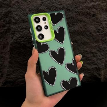 Imagem de MVVKKY para Samsung S24 Plus Luxury Electroplate Love Heart Phone Case Cover (para Samsung S24 Plus/Green HeiAX)