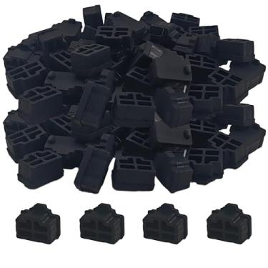 Imagem de PDETVEO 120 peças de capas de porta RJ45, tampas protetoras de poeira Ethernet de silicone para comutador de rede, roteador, computador e portas de TV (preto)