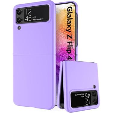Imagem de Vihibii Capa para Galaxy Z Flip 4 5G, Capa Samsung Flip 4 Slim Fit Hard PC Matte Revestimento Confortável Anti-queda Capa Protetora Flip Resistente ao Desgaste para Samsung Galaxy Z Flip 4 2022 (Roxo)