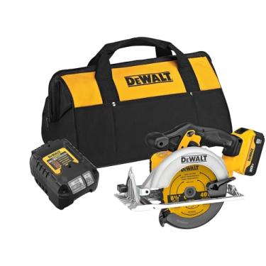 Imagem de DEWALT Kit de serra circular 20V MAX 16,5 cm, com bateria de 5 Ah e carregador (DCS391P1)